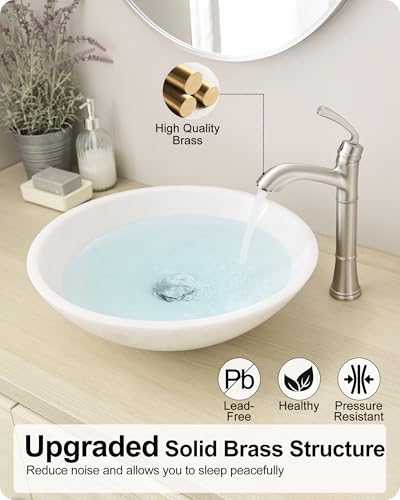 Brushed Nickel Single Handle Vessel Sink Faucet with Pop-Up Drain N22337