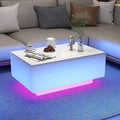 LED Coffee Table with 4 Sliding Drawers White O189508