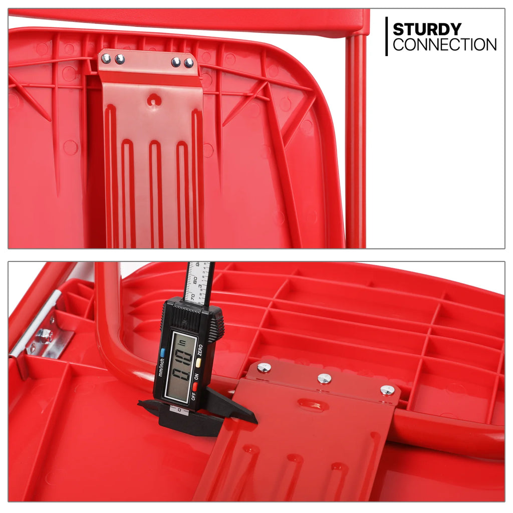 11 Pieces 4.5 Ft White Foldable Plastic Table and 10 Red Chair Set V54241