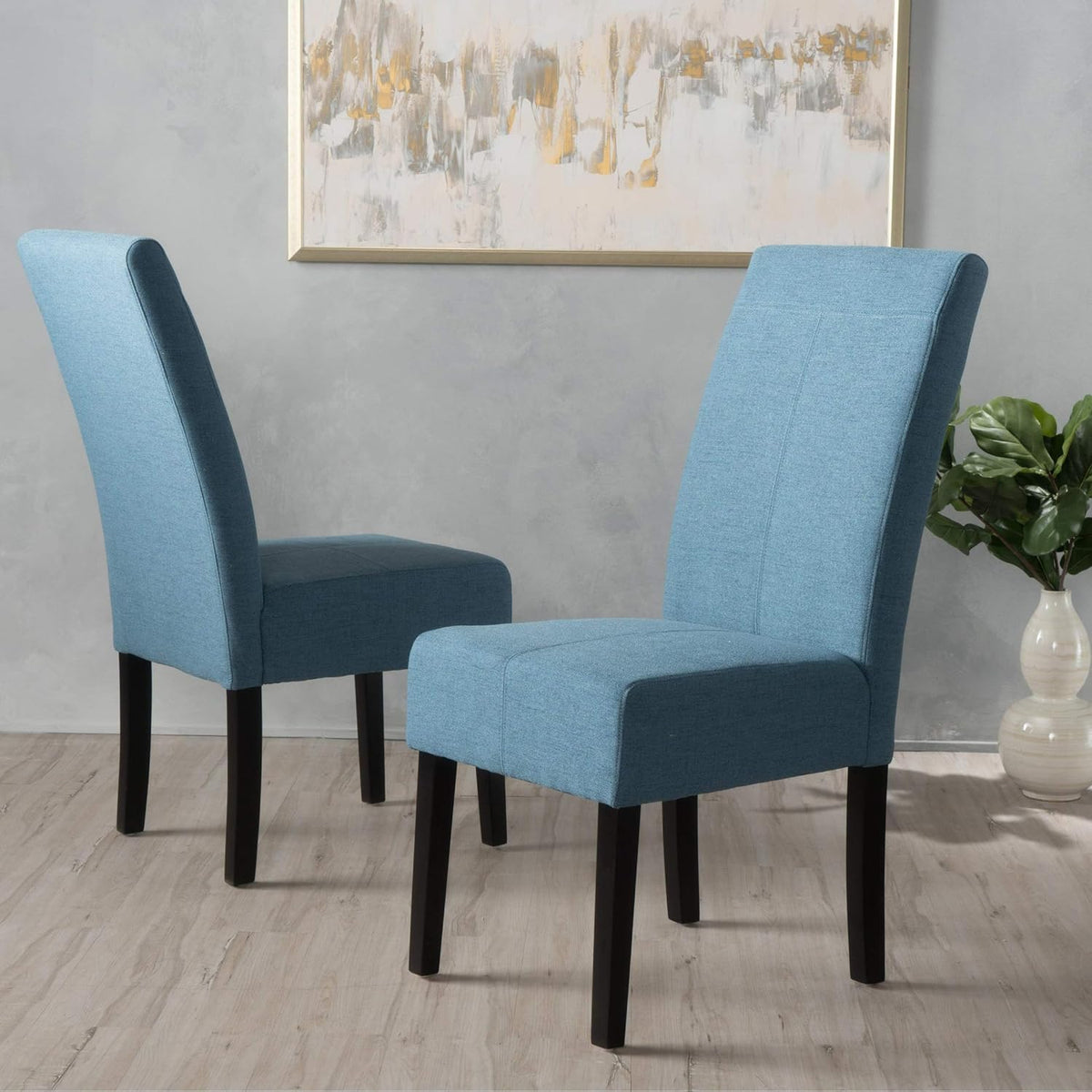 Blue Fabric Dining Chairs, 2-Pcs Set L657417