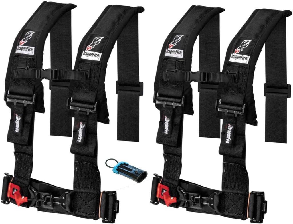Set of 2 Black 4-Point 3 H-Style Harness With Sternum Clip B325856