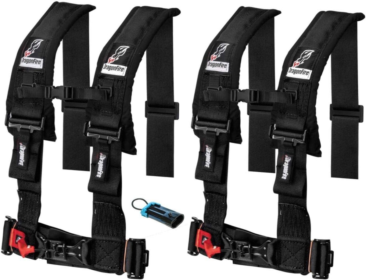 Set of 2 Black 4-Point 3 H-Style Harness With Sternum Clip B325856