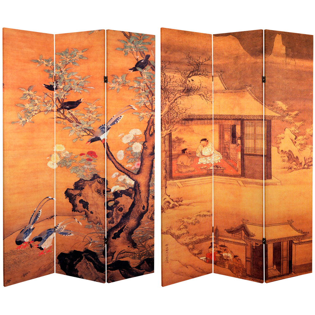 6 ft. Tall Double Sided Canvas Room Divider V909451
