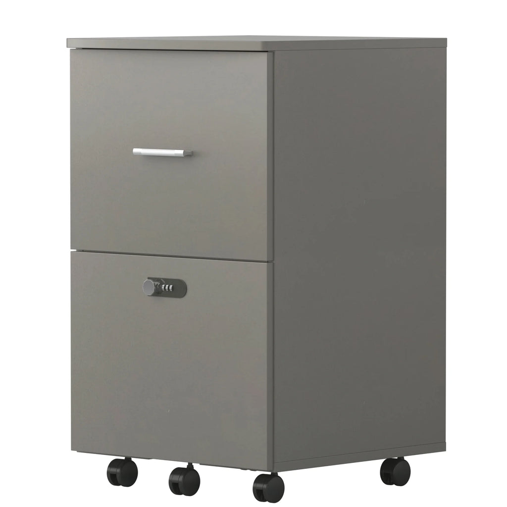 White Gray 2 Drawer Rolling File Cabinet K5693