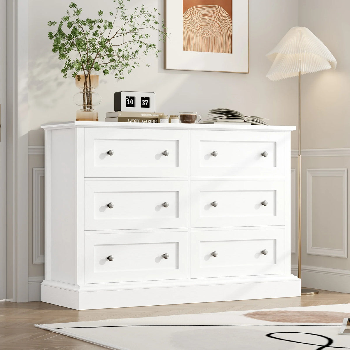White 6 Drawer Double Dresser Z713261