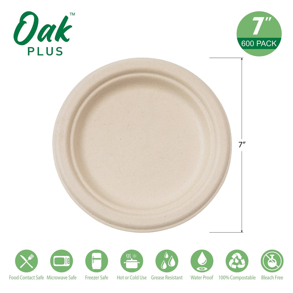 300 Pack Natural Compostable Sugarcane Plates H67447