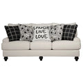 Ecru Off White Fabric 3 Seat Sofa with Accent Pillows F69427
