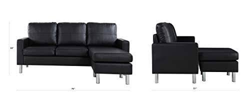 Black Bonded Leather Sectional Sofa S9019