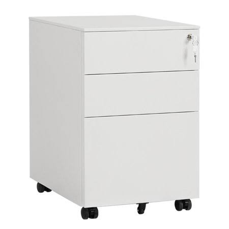 Metal Vertical Lockable Filing Cabinet, 3-Drawer Box/Box/File Full Width Pull, Mobile with Wheel L9896