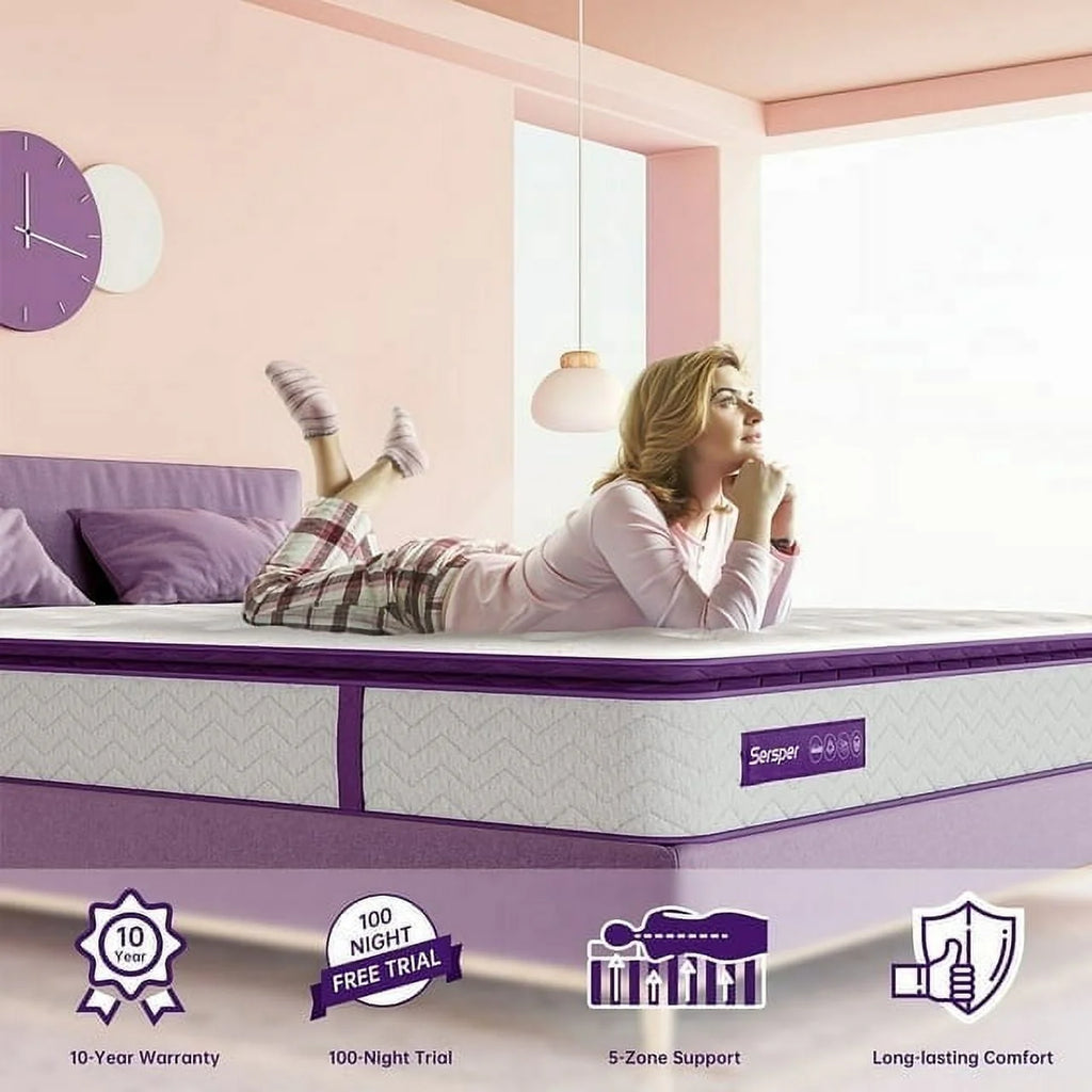 Full Size 10 inch Pocket Pillow Top Memory Foam Mattress N425