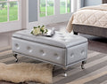 Silver Faux Leather Storage Ottoman Bench D548
