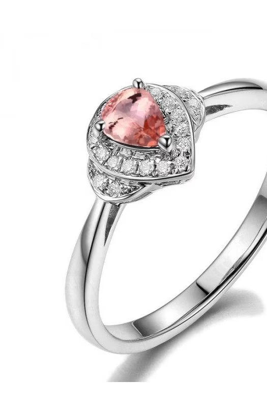 Pear Cut 1.25 Carat Morganite and Diamond Engagement Ring in 14k White Gold G55515