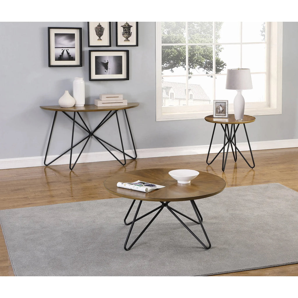 Round Coffee Table Dark Brown and Black Y685408