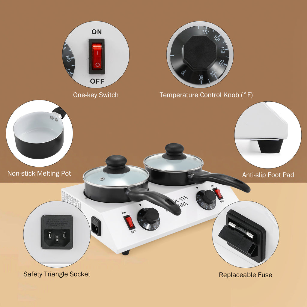 Chocolate Melting Pot, Double Pots Electric Melter A240