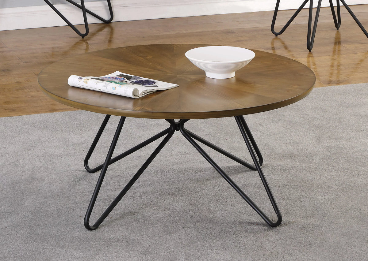 Round Coffee Table Dark Brown and Black Y685408
