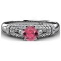 14K White Gold Round Rhodolite Garnet Diamond Engagement Ring R715599