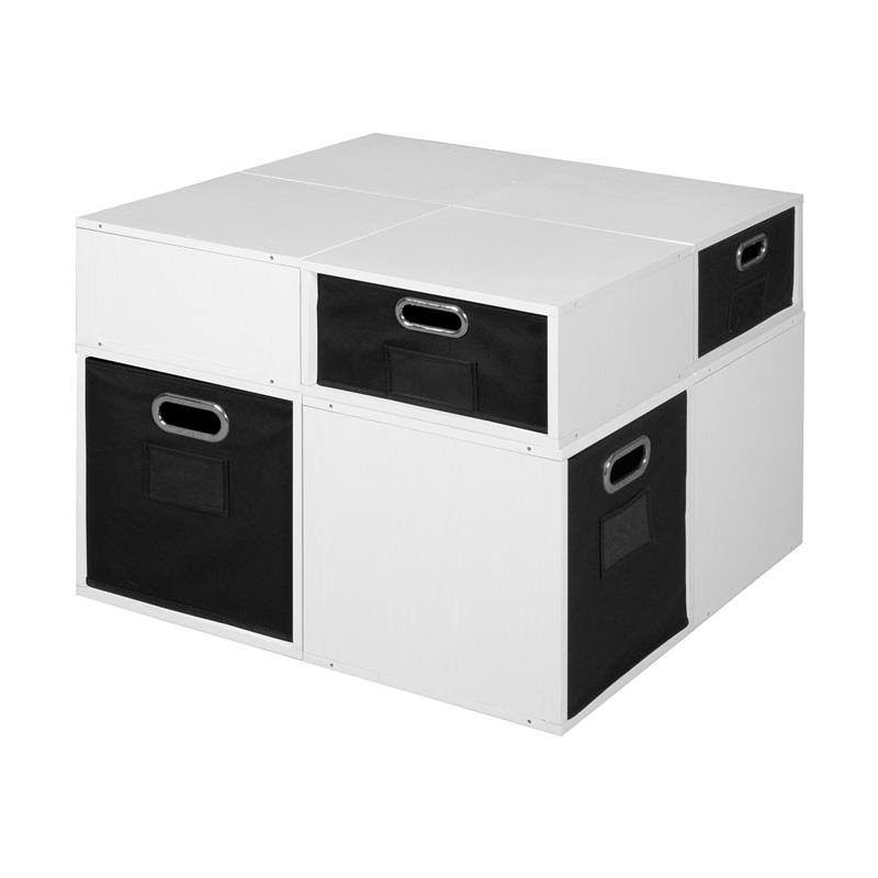 White Wood Grain/Black Storage Set with Foldable Storage Bins Z3351