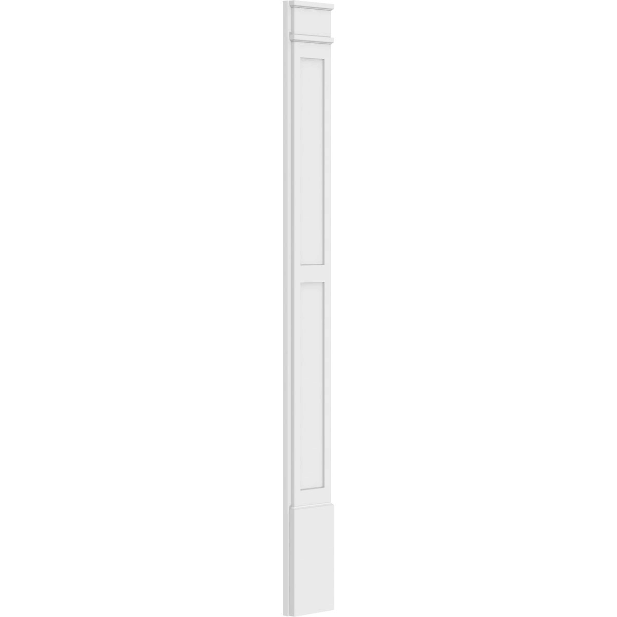 7x22W x 102x22H x 2x22P Two Equal Flat Panel PVC Pilaster with Decorative Capital & Base (Pair) F779