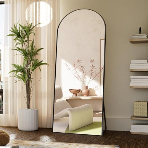 30"x71" Black Arched Full Length Mirror with Aluminum Alloy Frame I133