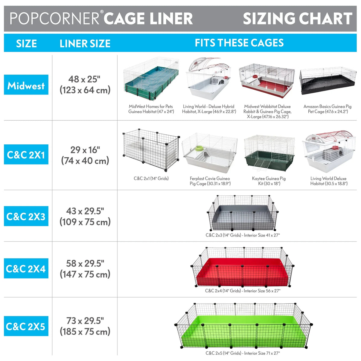 2ct Washable Fleece Guinea Pig Cage Liners with Waterproof Bottom H77451