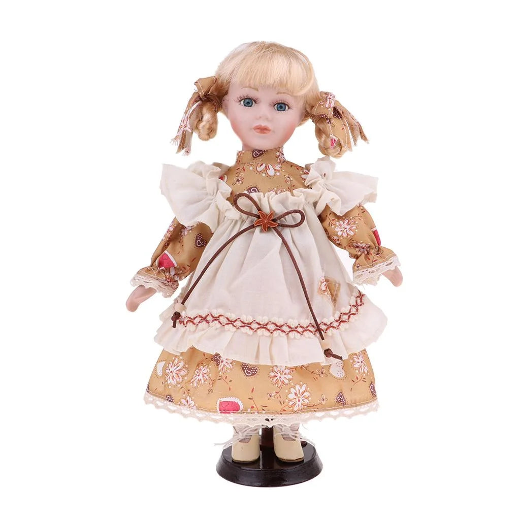 30cm Porcelain Doll Girl Figures with Stand B5108