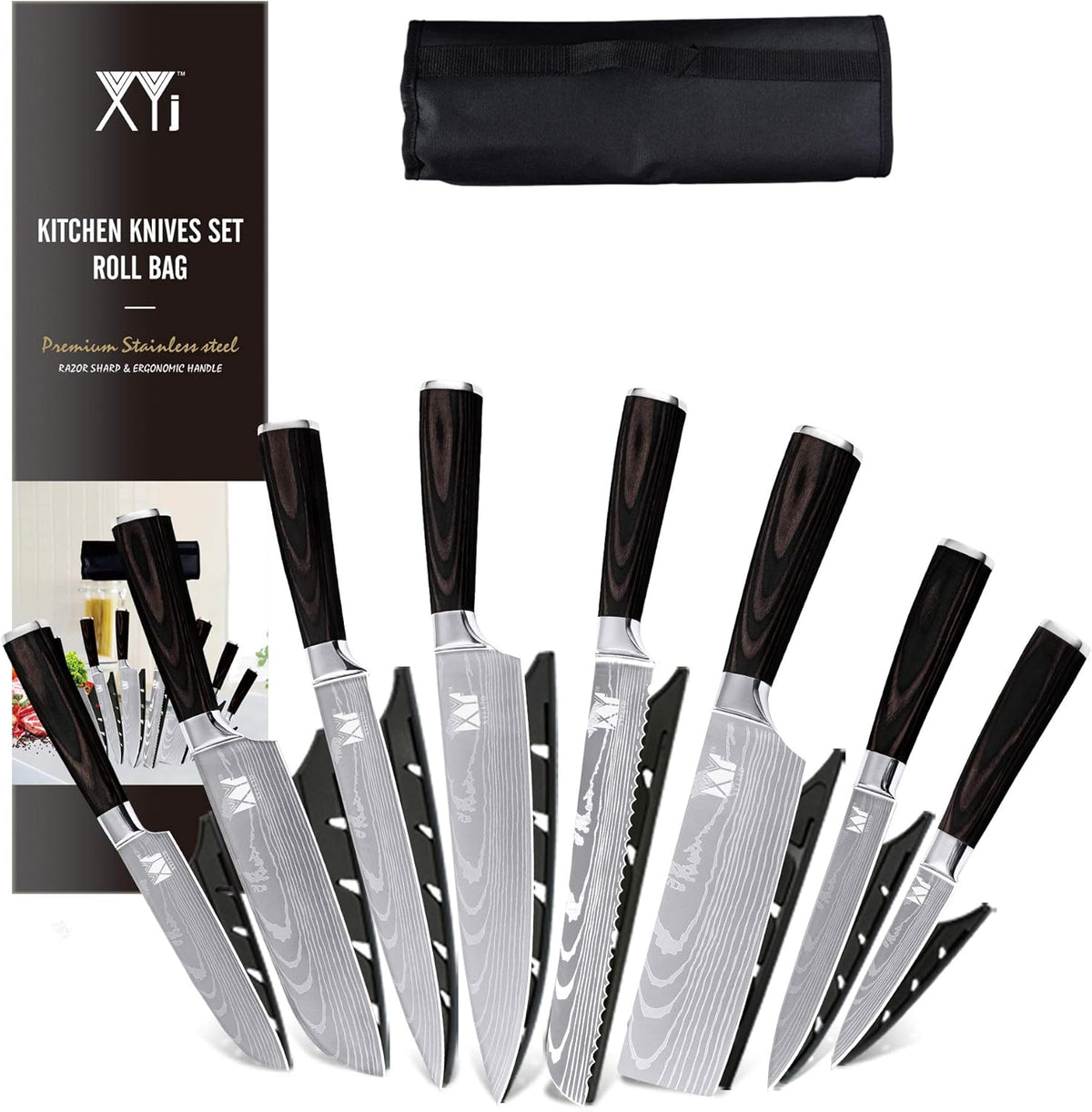 8 Piece Stainless Steel Chef Knife Set with Carry Case K6266