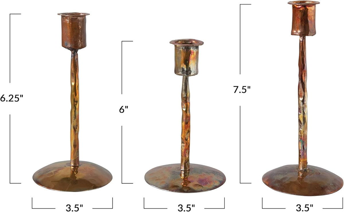 Burnt Copper Metal Candle Holder, Set of 3 Sizes K18077