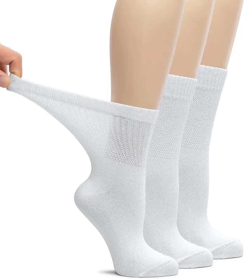Bamboo Loose Fit Diabetic Crew Socks, 3 Pairs Y160