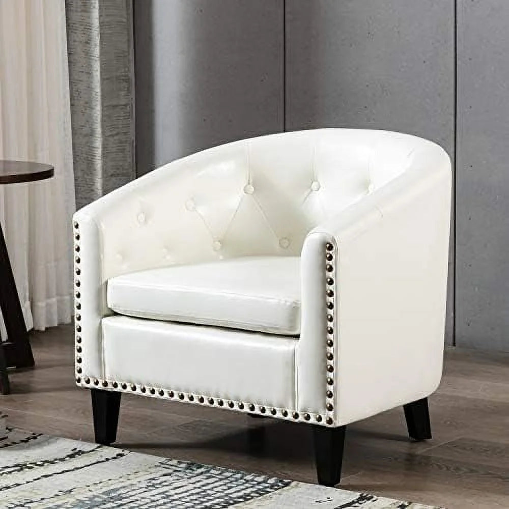 Cream Polyester Tufted Armchair G718371