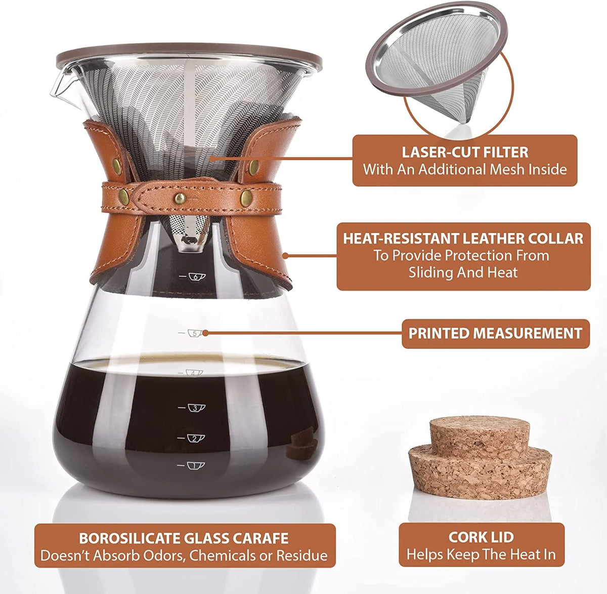 Pour Over Coffee Maker Set with Stainless Steel Filter 37oz J48979