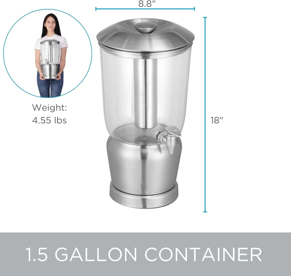Stainless Steel Beverage Dispenser With Ice Container, Stand & Spigot U348368