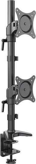 Vertical Dual Monitor Mount, Height Adjustable Heavy Duty C-Clamp and Grommet Mounting Base, VESA 75*75mm/100*100mm O65497