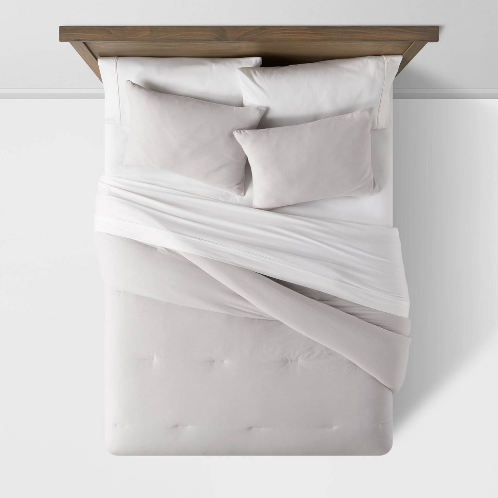 Light Gray Cotton Sateen Comforter & Sham Set U11853