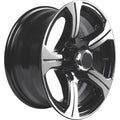 15inch x 6inch Black Machined Aluminum Wheel - 5 Holes with Center Hub Cap F663