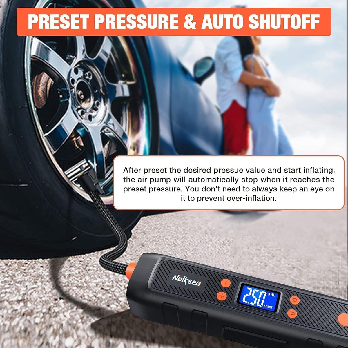 Tire Inflator Portable Air Compressor, 150PSI Cordless Tire Pump with 6000 mAh Rechargeable Lithium Battery, Pack of 2 J5018