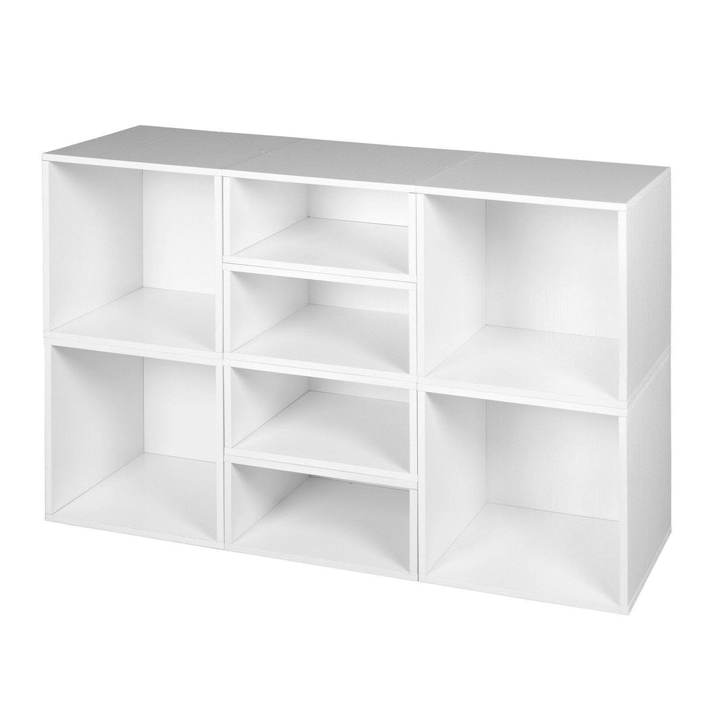 White Wood Grain/Black Storage Set with Foldable Storage Bins Z3351