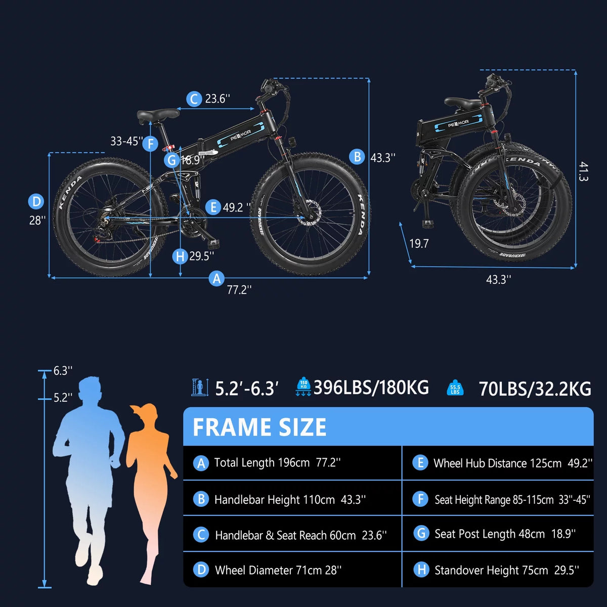 750W 48V 12AH Removable Battery 26" Fat Tire Folding Electric Bike D11534