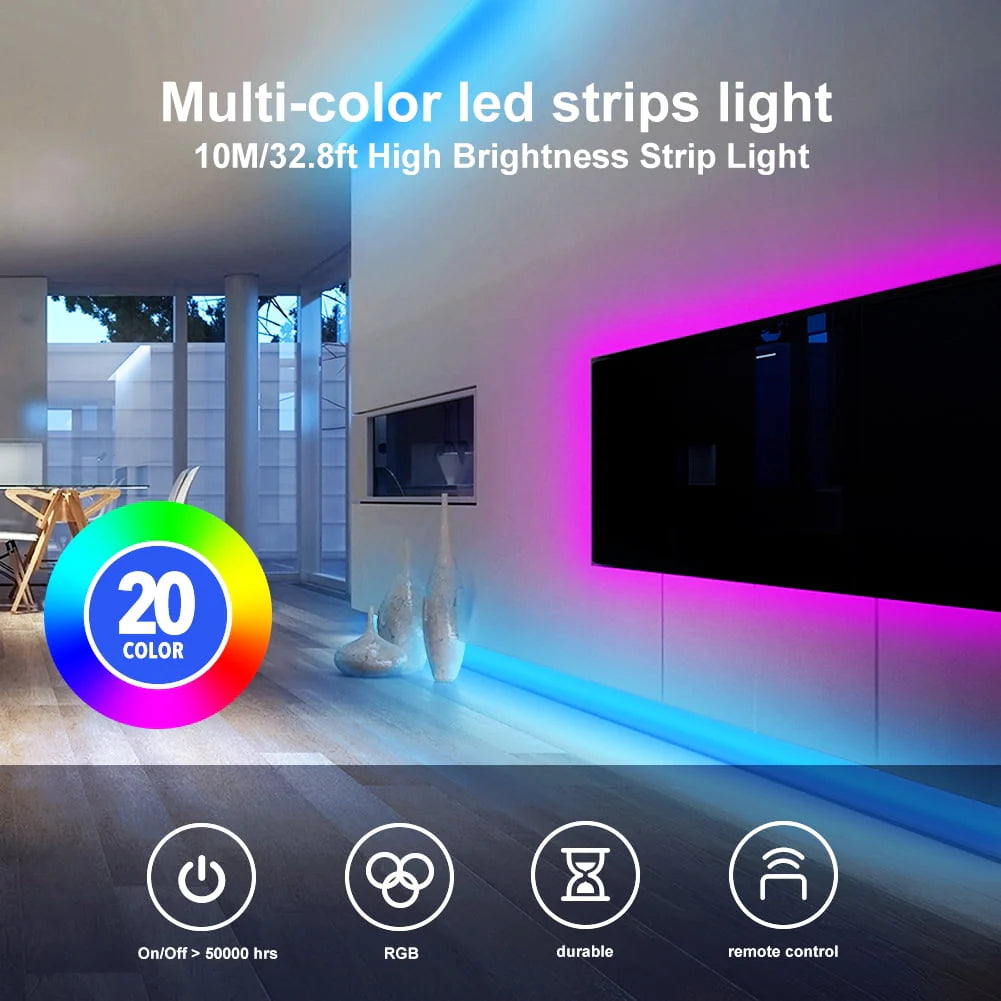 LED Strip Light 32.8ft with Remote Control and 12V Power Supply I679218