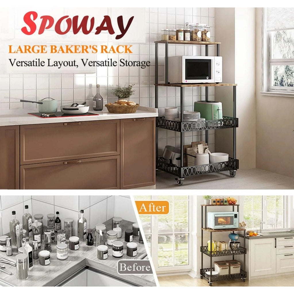4-Tier Kitchen Bakers Rack with Wheels U987