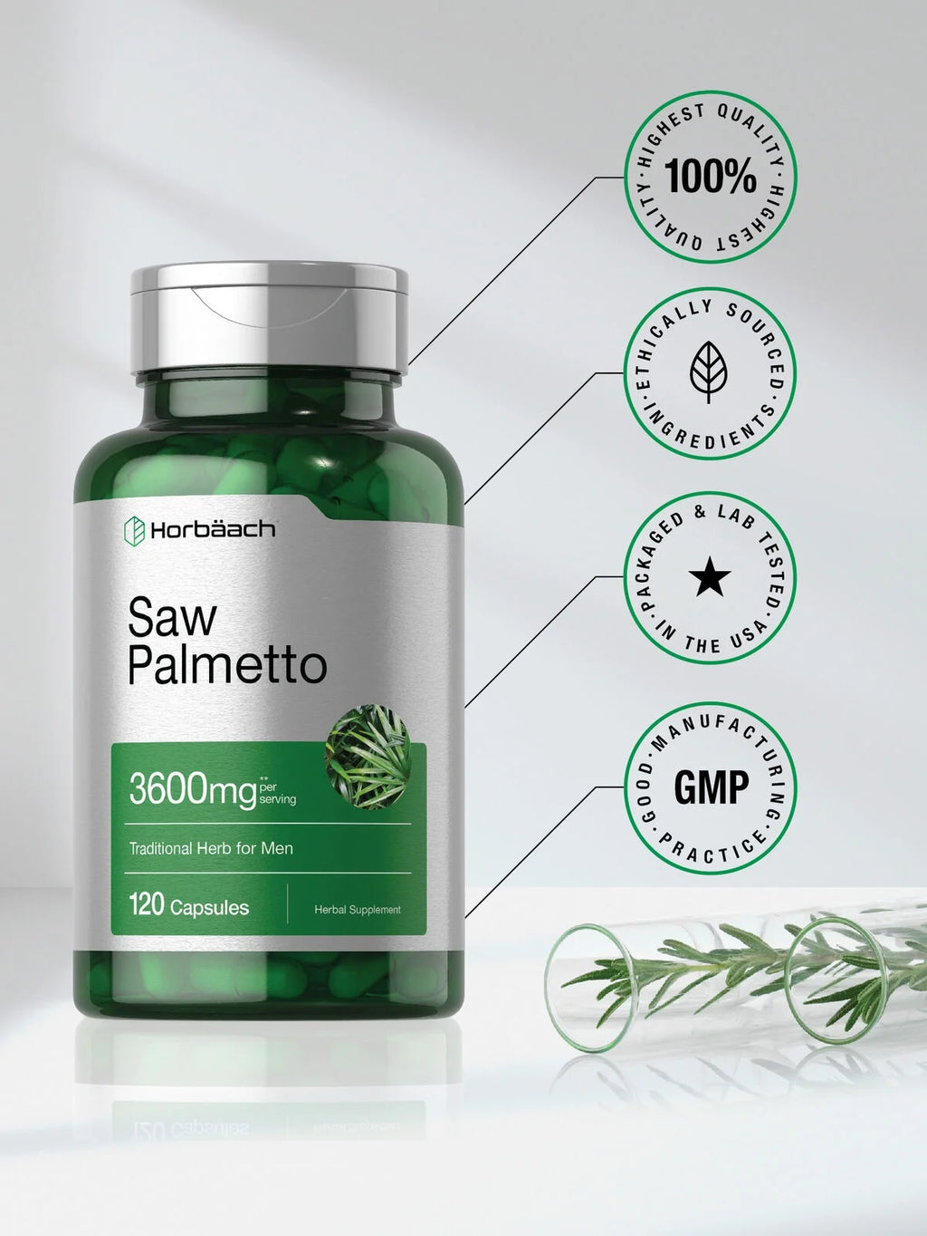 Saw Palmetto Extract 3600mg 120 Capsules Prostate Supplement U546