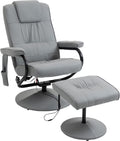 Gray Faux Leather Massaging Recliner Chair and Ottoman Set S250218