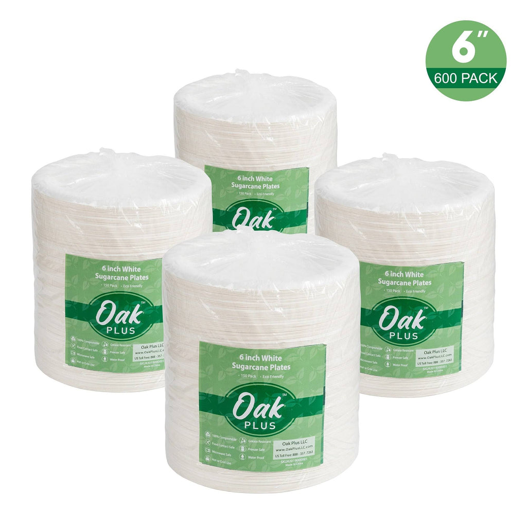 300 Pack Natural Compostable Sugarcane Plates H67447