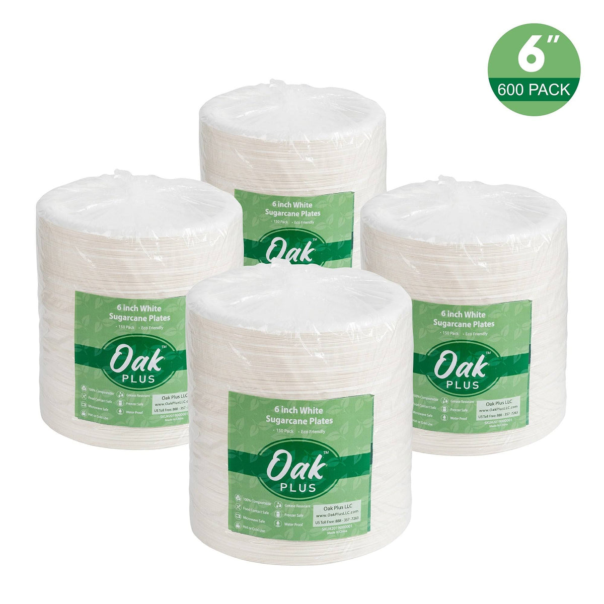300 Pack Natural Compostable Sugarcane Plates H67447