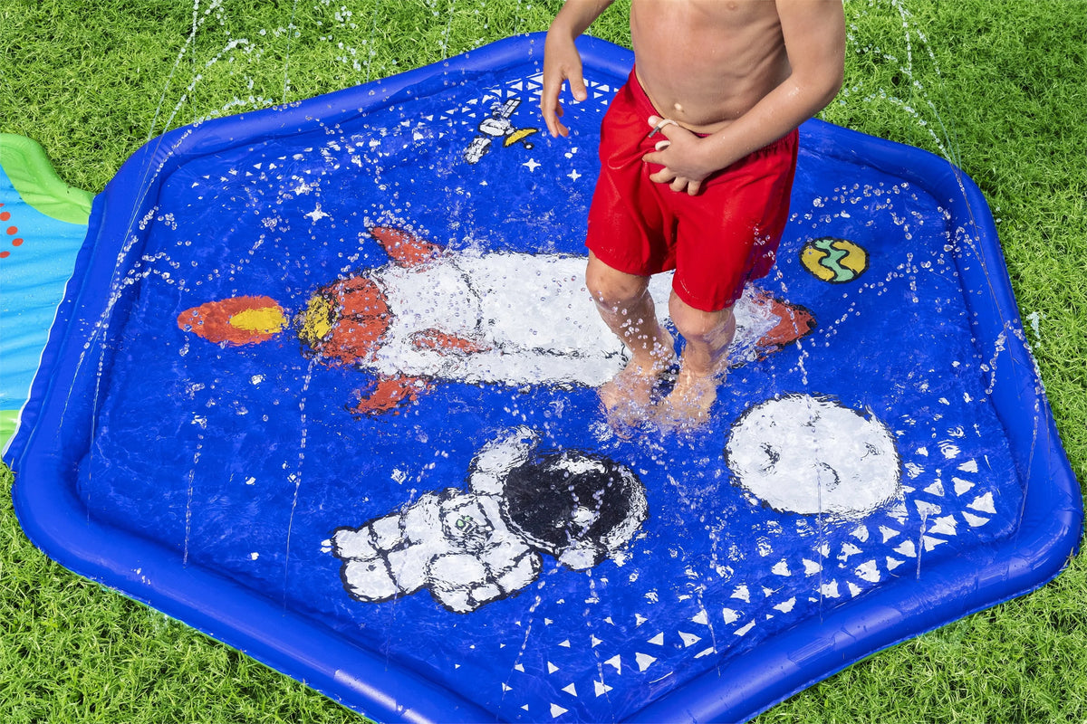 Kids Sprinkler Splash Pad and Inflatable Water Slide I56978