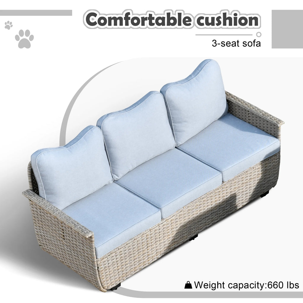 5 Pieces All Weather Wicker Patio Sectional Sofa Set with Storage Box N4636