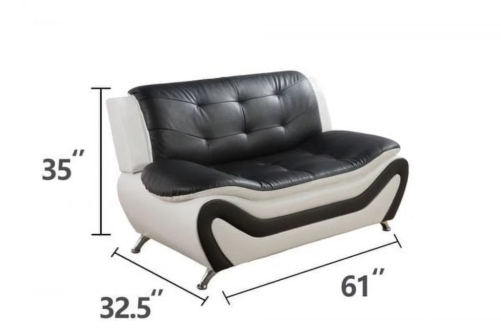 3 pc Black and White Faux Leather Sofa Set X286829