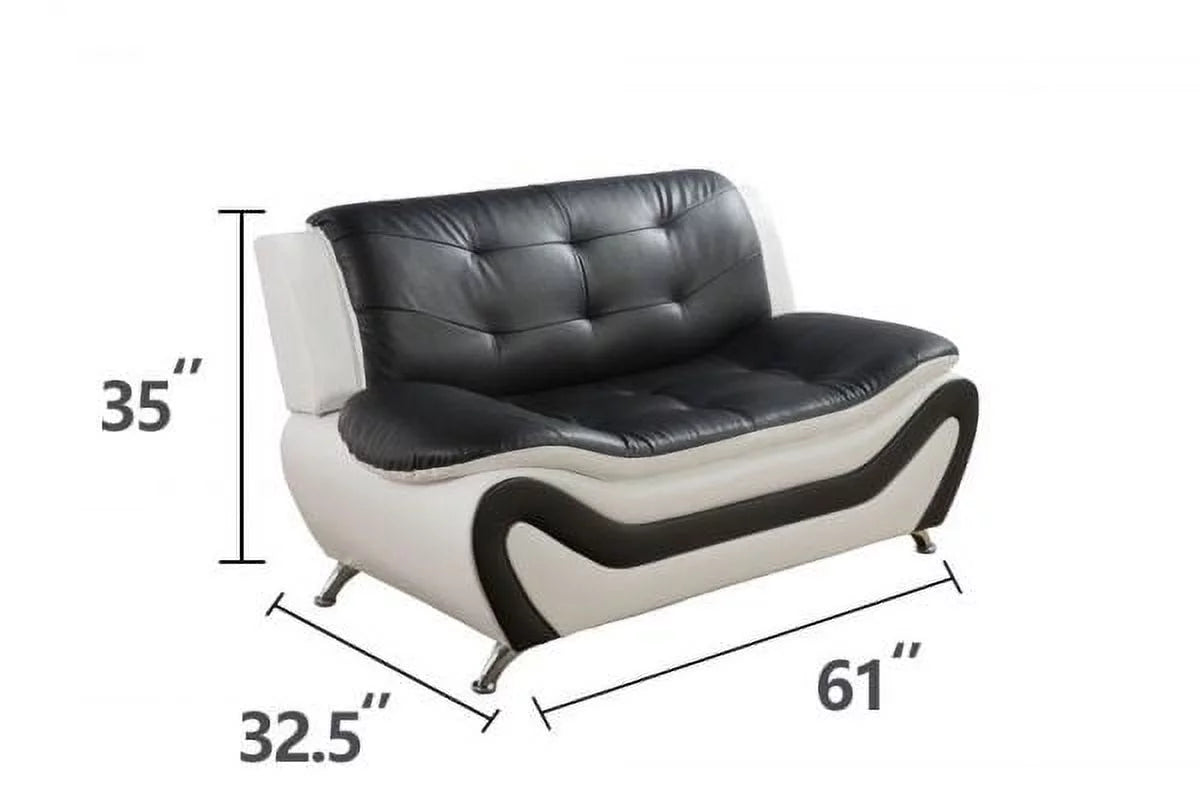 3 pc Black and White Faux Leather Sofa Set X286829