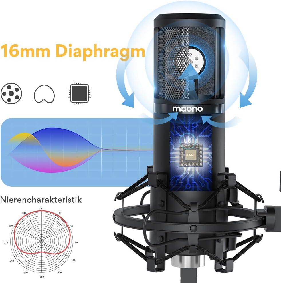 USB Microphone with One-Touch Mute and Gain Knob, Pack of 2 H3979