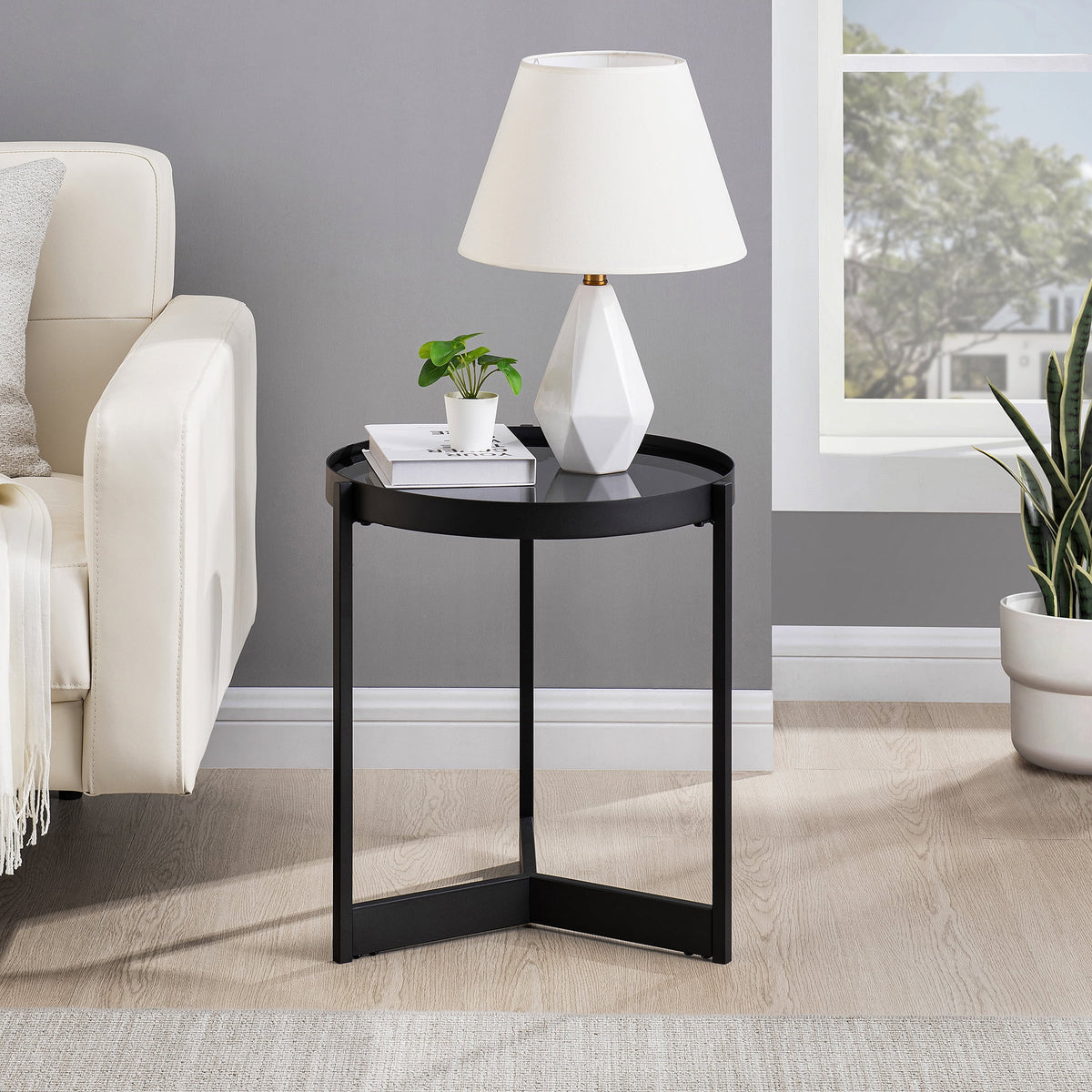 Metal and Glass Side Table A316860