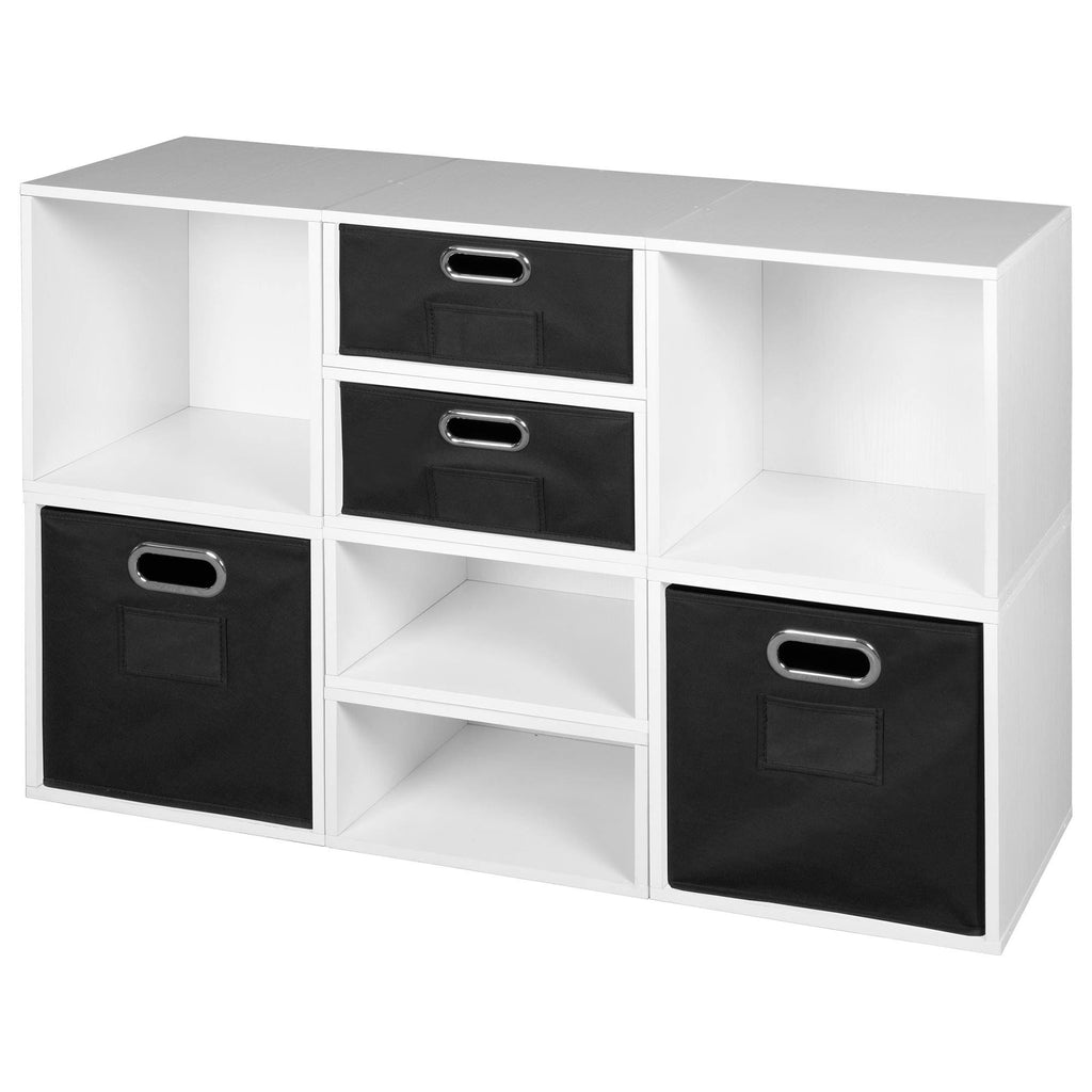 White Wood Grain/Black Storage Set with Foldable Storage Bins Z3351